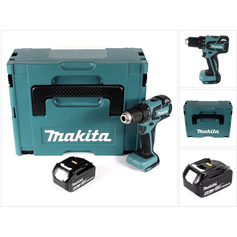 Ddf 459 T1J 18 v Li-Ion Perceuse visseuse sans fil + Coffret MakPac + 1 x Batterie 5,0 Ah - sans Chargeur - Makita