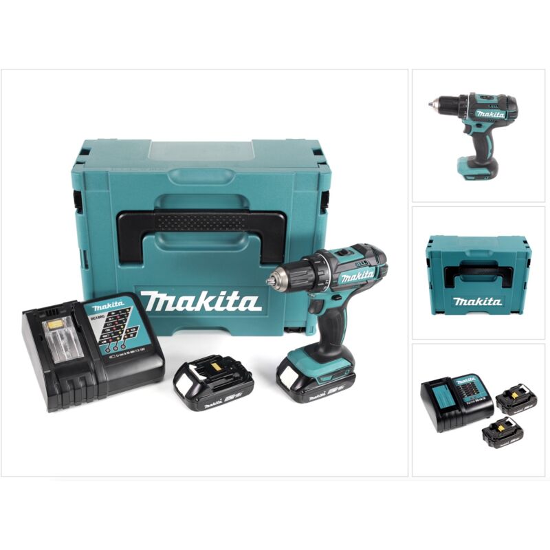 Ddf 482 raj Perceuse-visseuse sans fil 18 v 62 Nm + 2x batterie 2,0 Ah + chargeur + Makpac - Makita