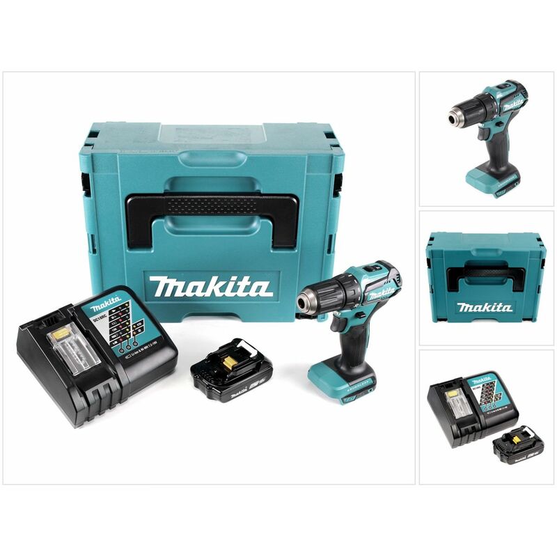 

Makita DDF 483 RA1J Taladro atornillador a batería 18V en Makpac 2 + 1x Batería BL1820 2,0 Ah + Cargador DC 18 RC