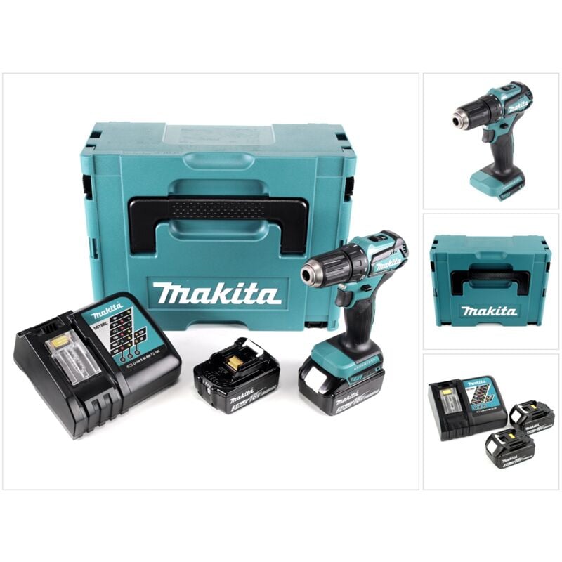

DDF 483 RFJ Taladro atornillador a batería 18V en Makpac 2 + 2x Batería BL1830 3,0 Ah + Cargador DC 18 RC - Makita