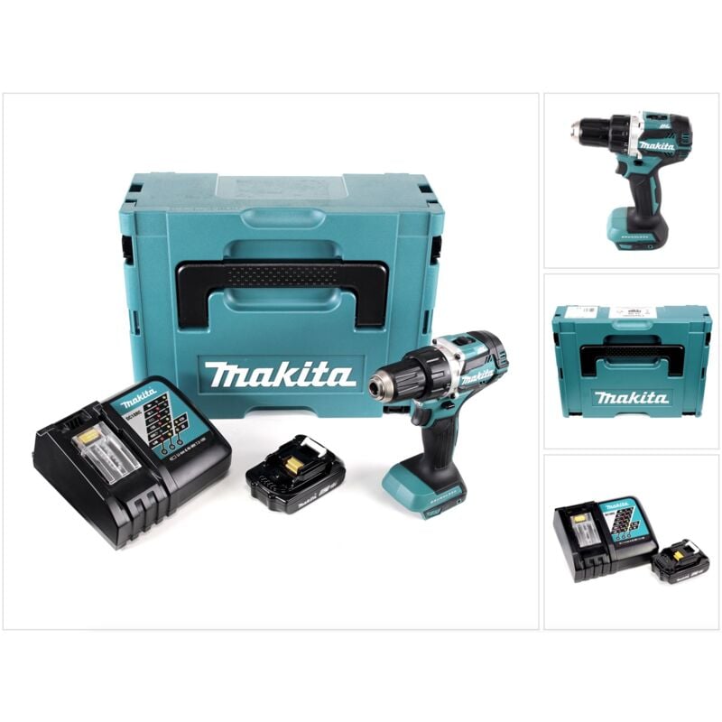 

Makita DDF 484 RA1J Taladro atornillador a batería 18V en Makpac 2 + 1x Batería BL 1820 2,0 Ah + Cargador DC 18 RC