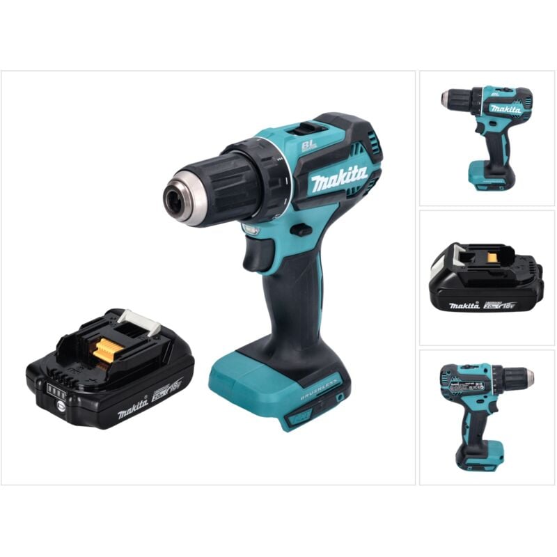 Ddf 485 A1 Perceuse-visseuse sans fil 18 v 50 Nm Brushless + 1x batterie 2,0 Ah - sans chargeur - Makita