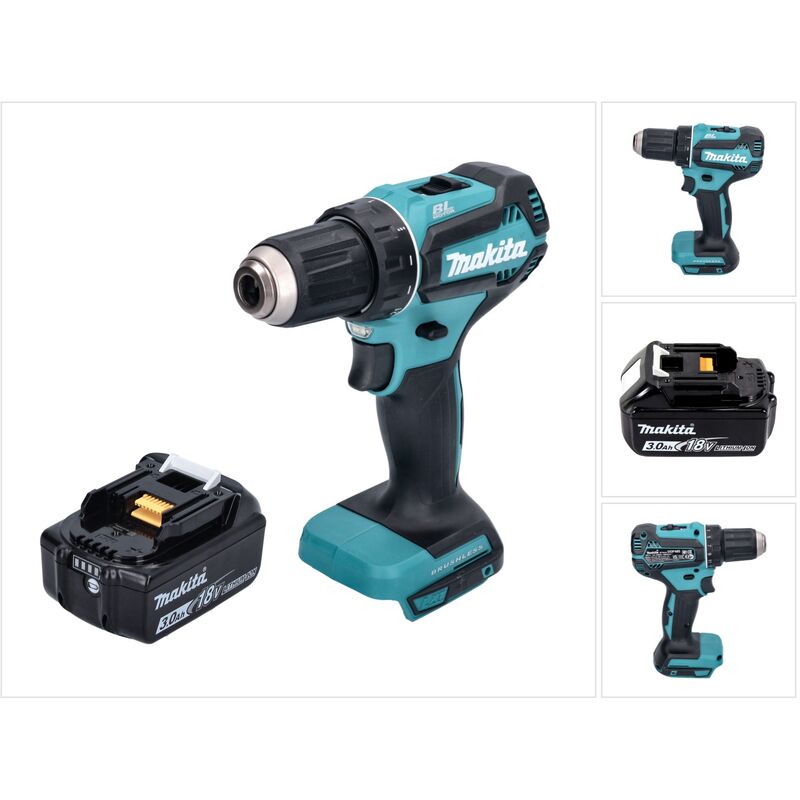 Ddf 485 F1 Perceuse-visseuse sans fil 18 v 50 Nm brushless + 1x Batterie 3,0 Ah - sans chargeur - Makita