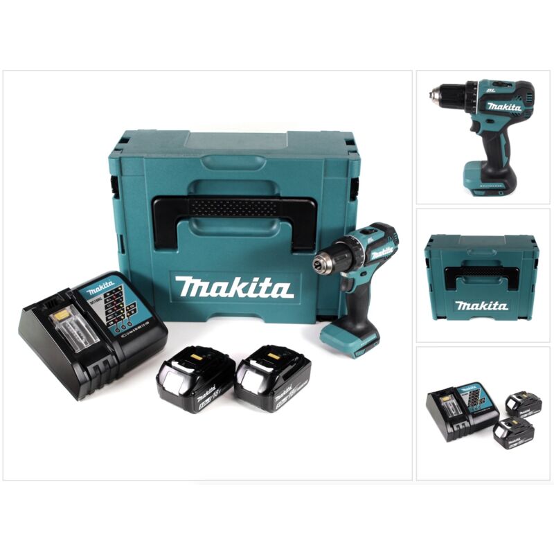 Image of Ddf 485 rtj 18 v Trapano avvitatore a batteria Brushless 13 mm in valigetta Makpac + 2x Batterie 5,0 Ah + Caricatore - Makita