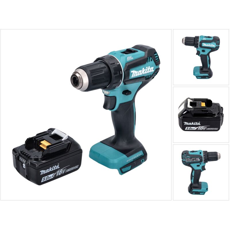 Ddf 485 T1 Perceuse-visseuse sans fil 18 v 50 Nm brushless + 1x Batterie 5,0 Ah - sans chargeur - Makita