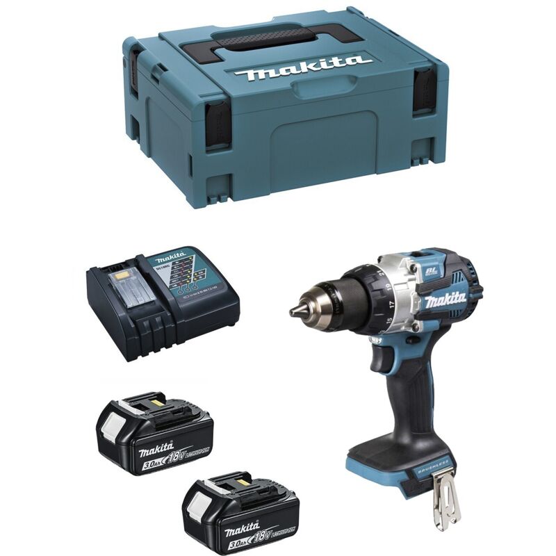 Makita DDF 489 RFJ Perceuse visseuse sans fil 18 V 73 Nm Brushless + 2x batterie 3 0 Ah + chargeur + Makpac
