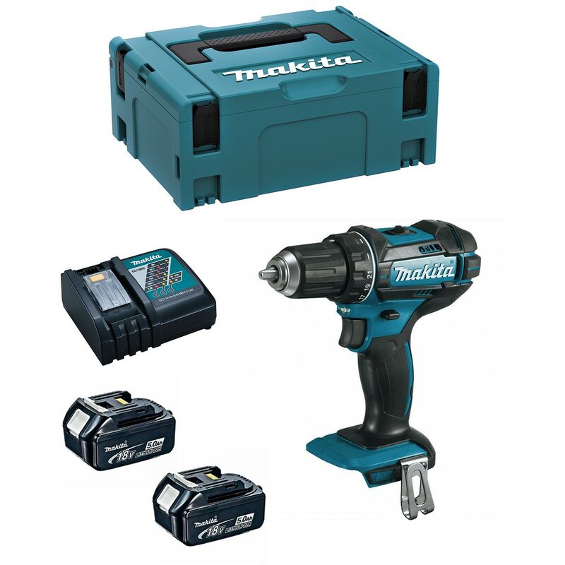 Perceuse visseuse MAKITA DDF482RTJ 18V + 2 batteries Li-Ion 5Ah + chargeur + coffret Makpac