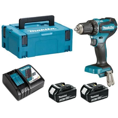 Makita DDF485RFJ Cordless 18V Drill-Driver &amp; Makpac Type 2 Case Set with 2x3Ah Batteries and Charger