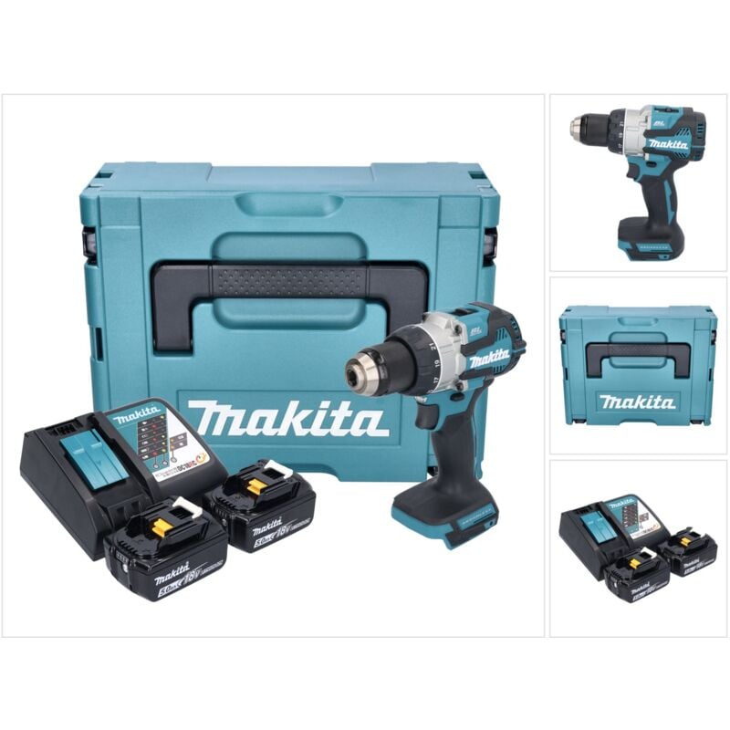Image of Makita - Trapano avvitatore a batteria ddf 489 rtj 18 v 73 Nm Brushless + 2x batteria ricaricabile 5,0 Ah + caricabatterie + Makpac