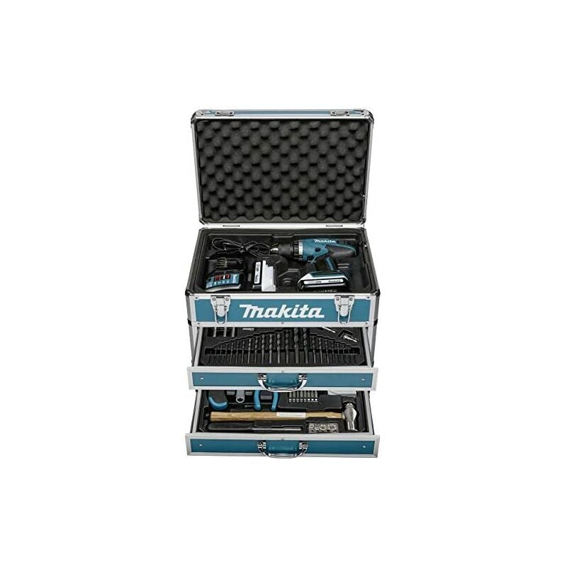 

Makita - DF457DWEX6 drill Negro, Azul 1,7 kg - Taladro eléctrico (1,3 cm, 3,6 cm, 42 Nm, 24 Nm, 2,5 m/s², 400 RPM)