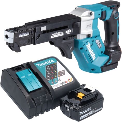 Makita DFR 552 RF1 Akku Magazinschrauber 18 V 25 - 55 mm Brushless + 1x Akku 3,0 Ah + Ladegerät