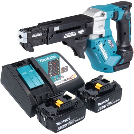 Makita DFR 552 RG Akku Magazinschrauber 18 V 25 - 55 mm Brushless + 2x Akku 6,0 Ah + Ladegerät