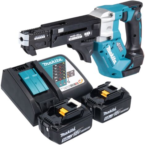 Makita DFR 552 RT Akku Magazinschrauber 18 V 25 - 55 mm Brushless + 2x Akku 5,0 Ah + Ladegerät