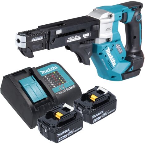 Makita DFR 552 SM Akku Magazinschrauber 18 V 25 - 55 mm Brushless + 2x Akku 4,0 Ah + Ladegerät