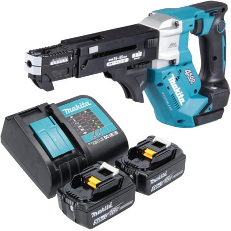 Makita DFR 552 ST Akku Magazinschrauber 18 V 25 - 55 mm Brushless + 2x Akku 5,0 Ah + Ladegerät