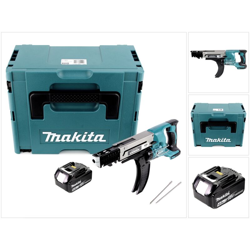 Makita DFR 750 M1J Avvitatore a batteria con alimentatore automatico 18V 45-75mm + 1x Batteria 4,0 Ah + Valigetta Makpac - senza caricabatterie