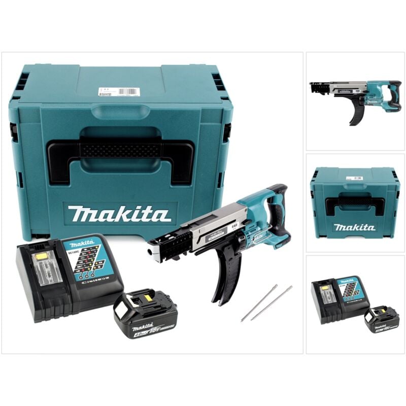 Makita DFR 750 RM1J Visseuse automatique sans fil à Magasin 18V 45-75mm + 1x Batterie 4,0Ah + Chargeur + Coffret Makpac