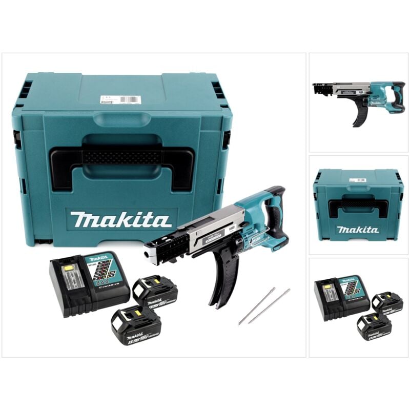 Dfr 750 rtj Visseuse automatique sans fil à Magasin 18V 45-75mm + 2x Batteries 5,0Ah + Chargeur + Coffret Makpac - Makita