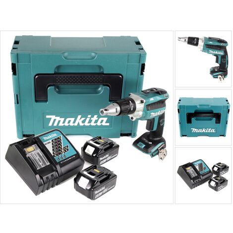 Makita DFS 250 RGJ Avvitatore per cartongesso a batteria 18V  / brushless + 2x Batterie 6,0 Ah + Caricabatterie + Valigetta Makpac