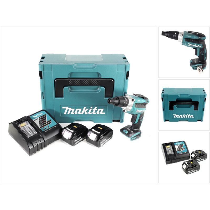 Dfs 251 rfj 18 v Li-Ion Visseuses bardage Brushless + Coffret Makpac + 2x Batteries BL1830 3,0 Ah + Chargeur DC18RC - Makita