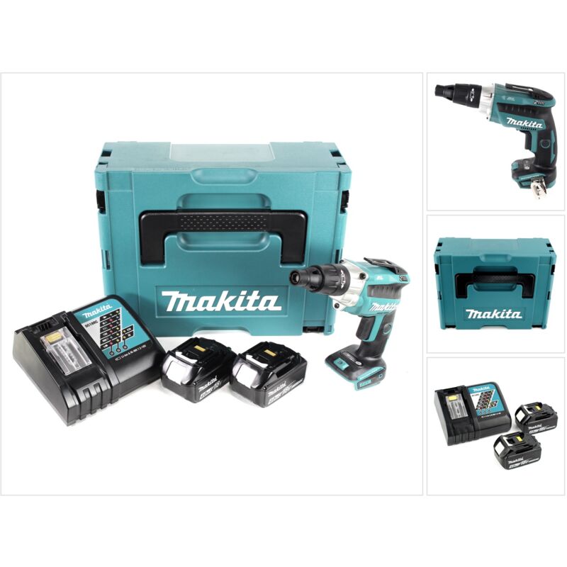 Image of Makita DFS 251 RMJ 18 V Li-Ion Trockenbauschrauber Brushless im Makpac mit 2x BL1840 B 4,0 Ah Akku und DC18RC Ladegerät