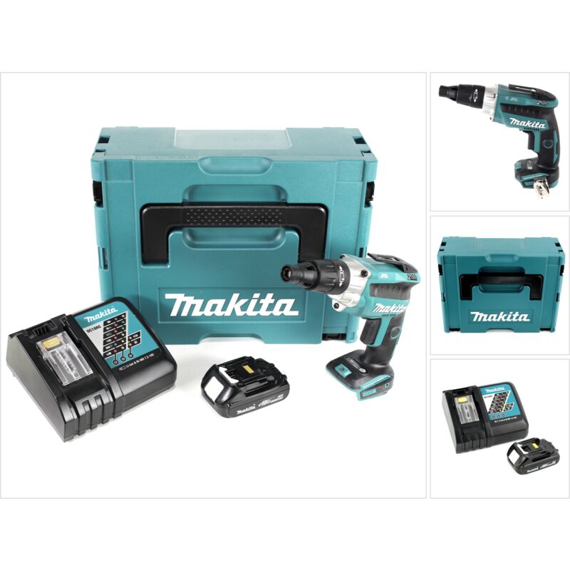 Image of Makita DFS 251 Y1J-D 18 V Li-Ion Trockenbauschrauber Brushless im Makpac mit 1x BL1815N 1,5 Ah Akku und DC18RC Ladegerät