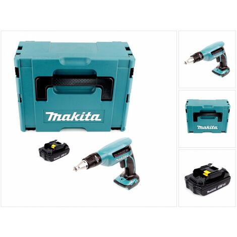 Makita DFS 451 Y1J Visseuse à cloison sèche sans fil 18V Li-ion + 1x Batterie BL1815N + Coffret Makita Makpac taille 2
