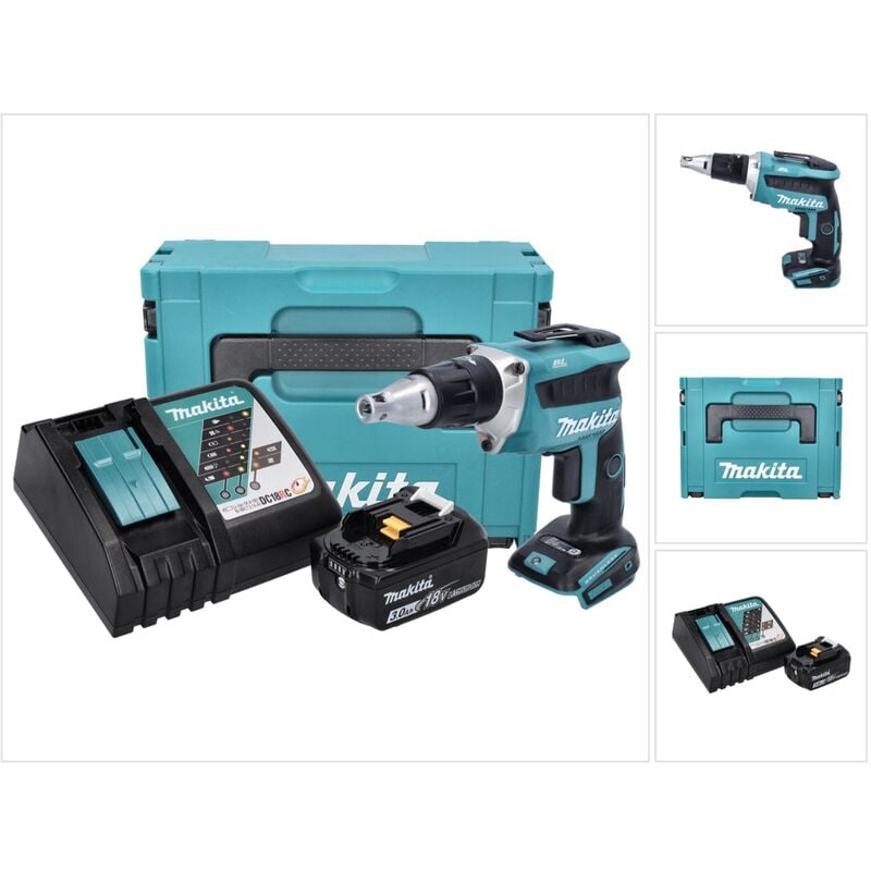 Image of Dfs 452 RF1J Akku Schnellbauschrauber 18 v Brushless + 1x Akku 3,0 Ah + Ladegerät + Makpac - Makita