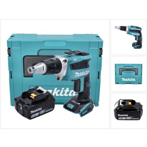Makita DFS 452 T1J 18 V Brushless Cordless Drywall Screwdriver + 1x 5.0 Ah Battery + Makpac - senza caricabatterie