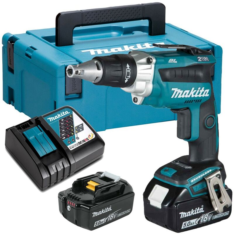 DFS250RTJ 18v Brushless Drywall Screwdriver - 2 x 5.0ah Batteries Makpac - Makita