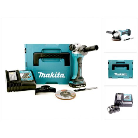 Makita DGA 452 Kit Y1J-D 18 V Meuleuse sans fil Ø 115 mm avec boîtier MAKPAC inclus Batterie BL 1815 N + chargeur DC18RC