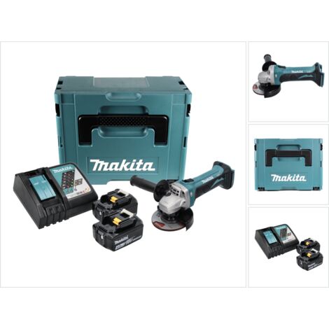 Makita DGA 452 RMJ Smerigliatrice angolare a batteria 18V / 115 mm in valigetta Makpac + 2x Batterie 4,0 Ah + Caricabatterie