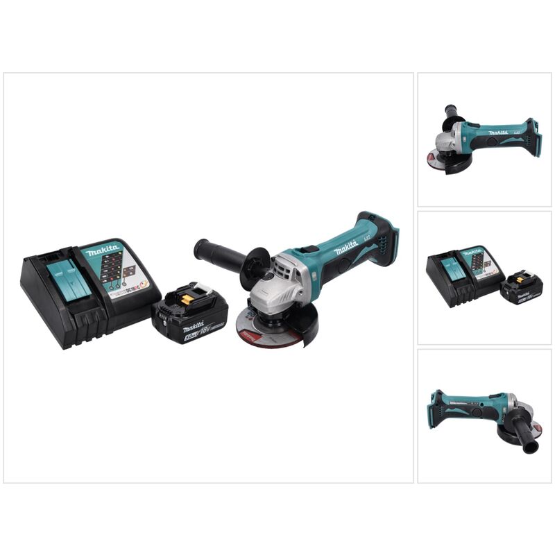 Dga 452 RT1 Meuleuse d'angle sans fil 18 v 115 mm + 1x Batterie 5,0 Ah + Chargeur - Makita