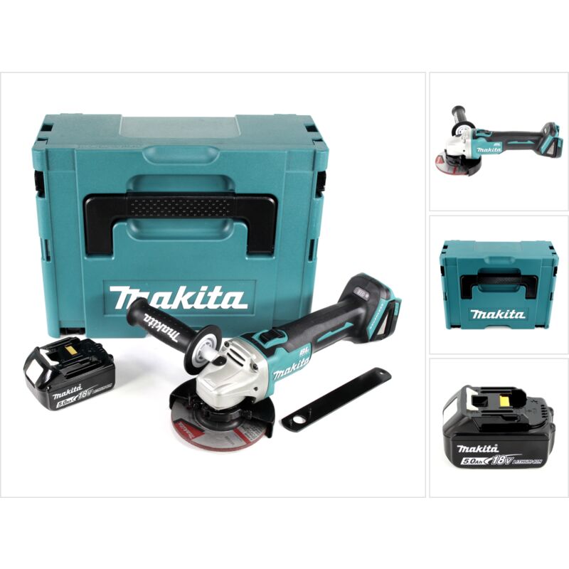 MAKITA Dga 504 T1J 18 v Meuleuse sans fil &oslash; 125 mm brushless + Coffret de transport makpac + 1x Batterie bl 1850 5,0 Ah - sans Chargeur - 
