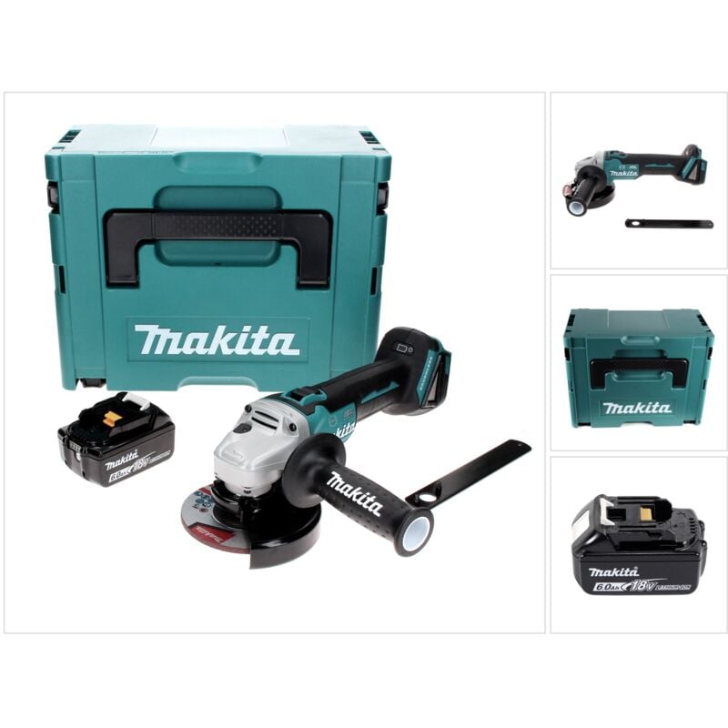 Dga 506 G1J Meuleuse d'angle sans fil 18 v 125 mm brushless + 1x Batterie 6.0 Ah + Coffret Makpac - sans chargeur - Makita