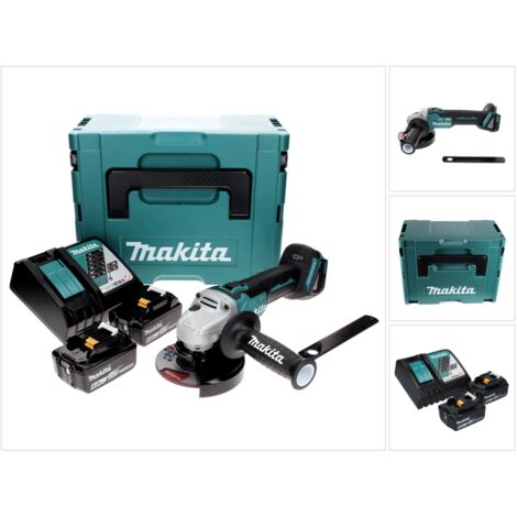 Makita DGA 506 RGJ Akku Winkelschleifer 18 V 125 mm Brushless + 2x Akku 6,0 Ah + Ladegerät + Makpac