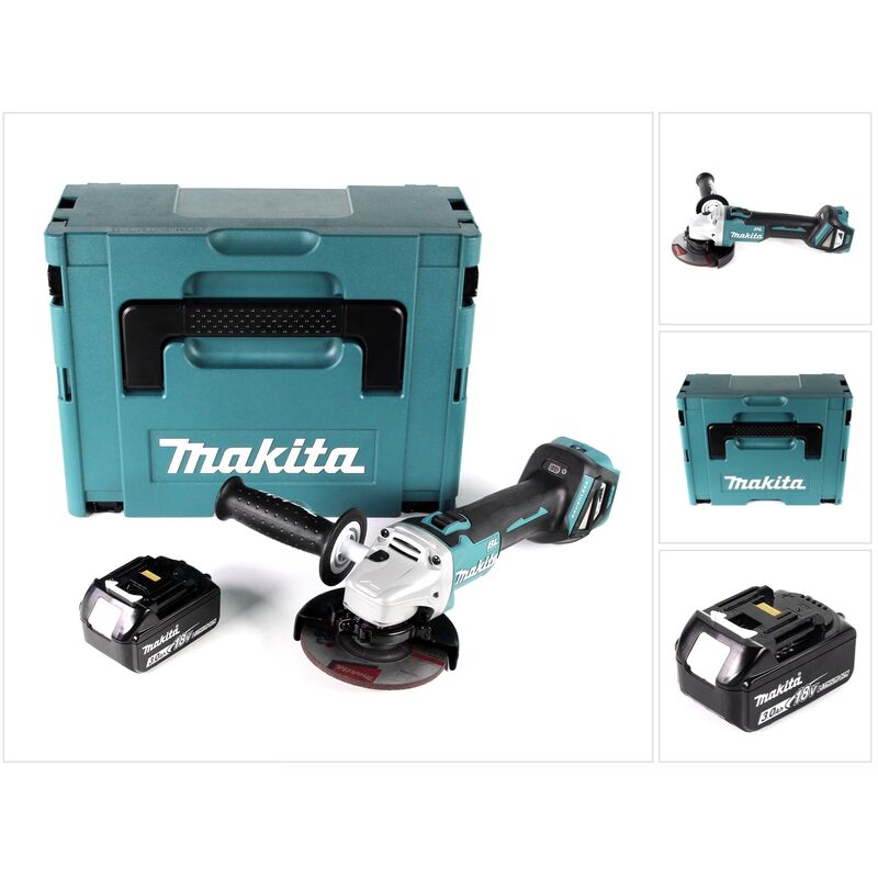 Dga 511 F1J Meuleuse d'angle sans fil 18V 125mm Brushless + 1x Batteries 3,0Ah + Coffret Makpac - sans chargeur - Makita