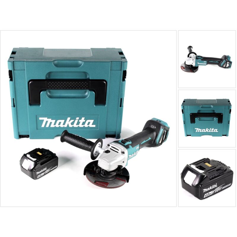 Dga 511 M1J Meuleuse d'angle sans fil 18V 125mm Brushless + 1x Batterie 4,0Ah + Coffret Makpac - sans chargeur - Makita