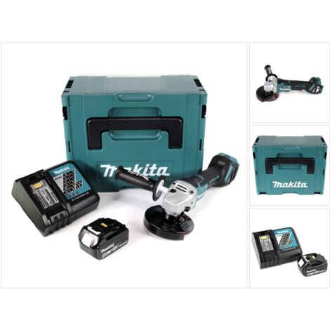 Makita DGA 517 RM1J Meuleuse d'angle sans fil 18V 125mm + 1x Batterie 4,0Ah + Chargeur + Coffrezt de transport Makpac 3