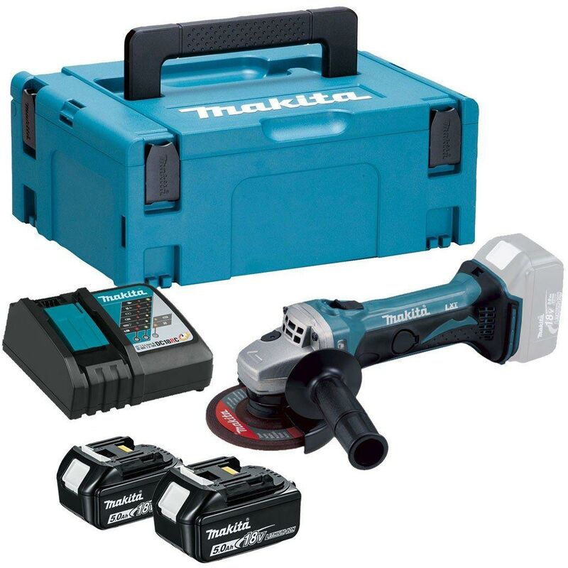 DGA452RTJ 18V lxt 115mm Angle Grinder With 2 x 5ah Batteries - Makita