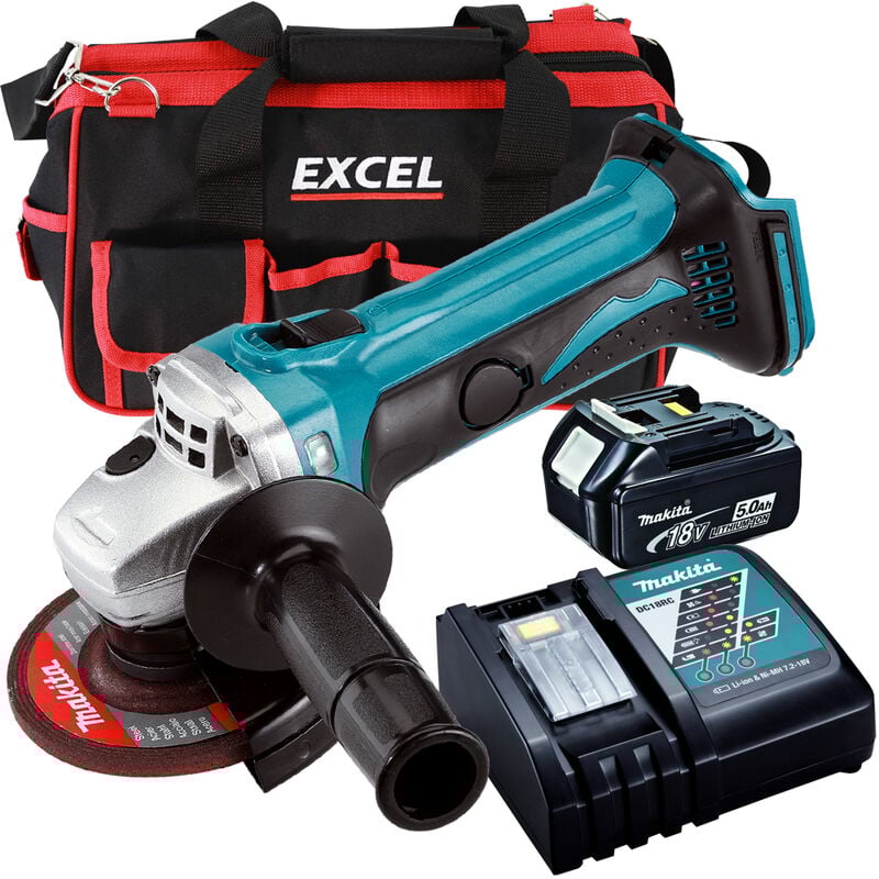 Dga467z 18V Cordless Brushless 115Mm Angle Grinder With 1 X 5.0Ah Battery Charger & Type 3 Case