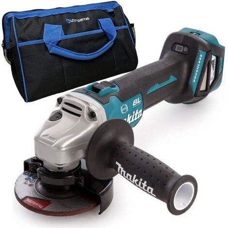 Makita DGA463Z 18v Cordless Brushless 115mm Angle Grinder + Blade - + 16"" Bag