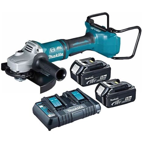 Makita DGA900PT2 18v / 36v Cordless Brushless 230mm 9"" Angle Grinder - 2 X 5.0ah