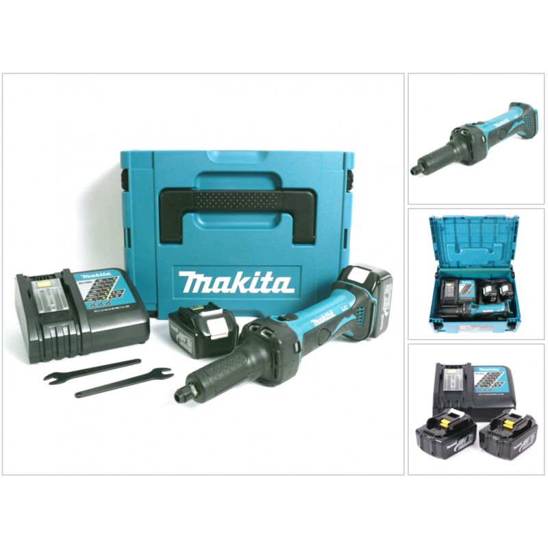 Dgd 800 rfj Smerigliatrice diritta a batteria 18V in valigetta Makpac + 2x Batterie 3,0 Ah + Caricatore - Makita