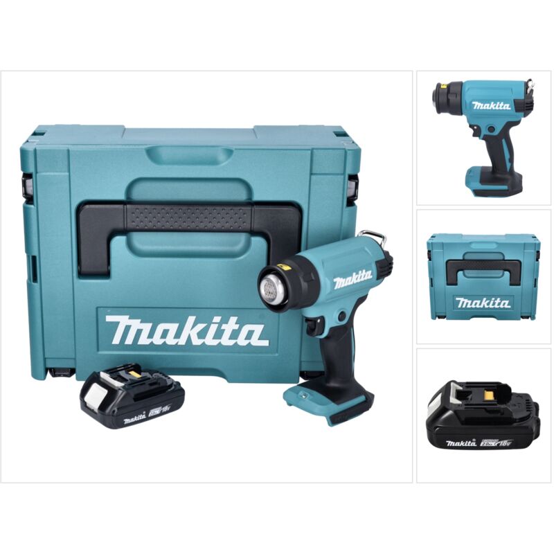 Dhg 180 A1J Pistolet air chaud sans fil 18 v 550 c + 1x batterie rechargeable 2,0 Ah + Makpac - sans kit chargeur - Makita