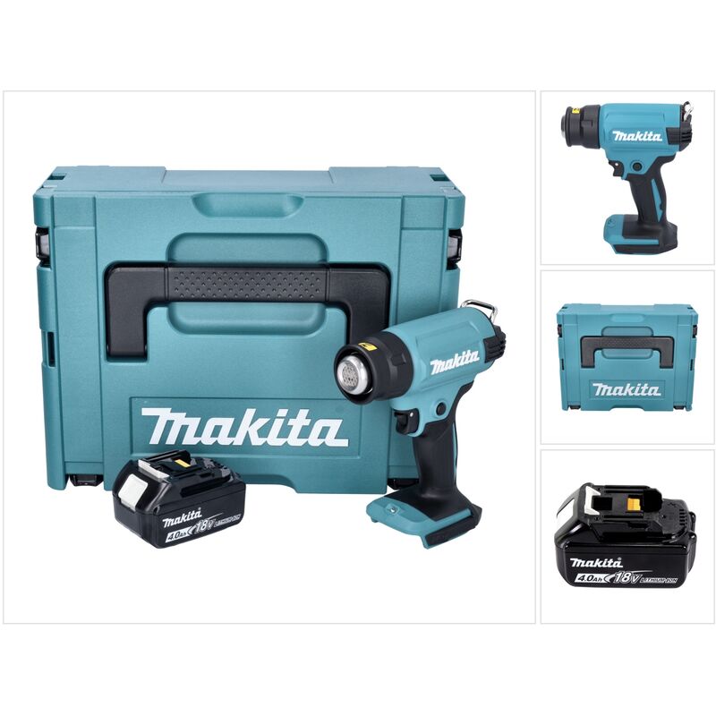 Makita DHG 180 M1J Pistola ad aria calda a batteria 18 V 550 C + 1x batteria 4,0 Ah + Makpac - senza kit di ricarica