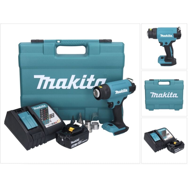 Dhg 181 RT1K Pistolet air chaud sans fil 18 v 150 - 550C + 1x Batterie 5,0 Ah + Ladegert + Coffret - Makita