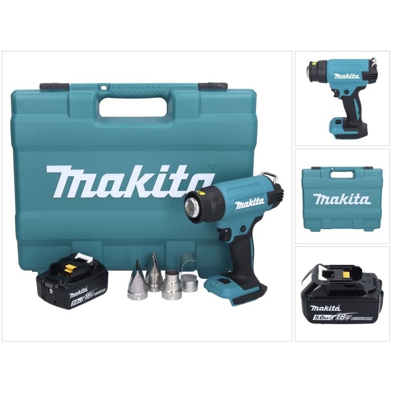 Dhg 181 T1K Pistolet air chaud sans fil 18 v 150 - 550C + 1x Batterie 5,0 Ah + Coffret - ohne Ladegert - Makita