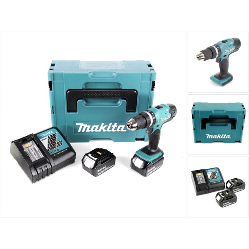 Image of Makita DHP 453 RFJ Akku Schlagbohrschrauber 18V 42Nm + 2x Akku 3,0Ah + Ladegerät + Makpac