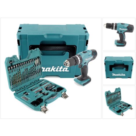 Makita DHP 453 ZJ Akku Schlagbohrschrauber 18 V 42 Nm + 101 tlg. Bit, Bohrer & Steckschlüssel Set + Makpac - ohne Akku, ohne Ladegerät